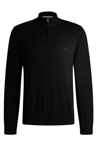 BOSS Herren Padro-L Pullover aus Baumwolle mit Troyerkragen und Logo-Stickerei Schwarz001 S BOSS Herren Padro-L Pullover aus Baumwolle mit Troyerkragen und Logo-Stickerei Schwarz001 S von BOSS