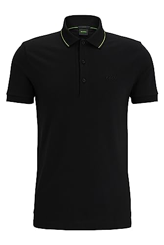 BOSS Herren Paule 4 Slim-Fit Poloshirt mit Logo-Knopfleiste Dunkelgrau M von BOSS