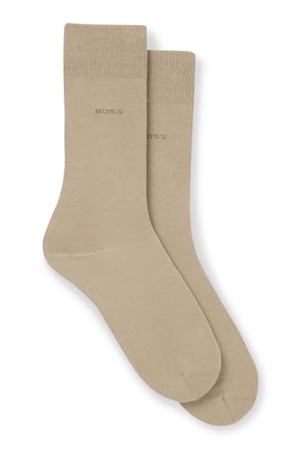 BOSS Herren 2P RS Uni CC Zweier-Pack mittelhohe Socken aus Baumwoll-Mix Beige 43-46 von BOSS