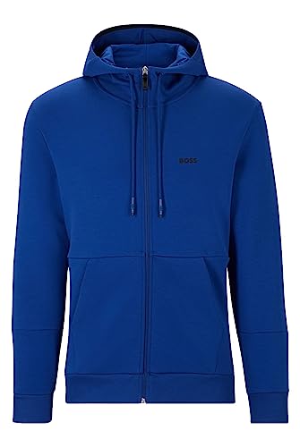 BOSS Herren Saggy 1 Hoodie aus Baumwoll-Mix mit Reißverschluss und Logo-Stickerei Blau M von BOSS