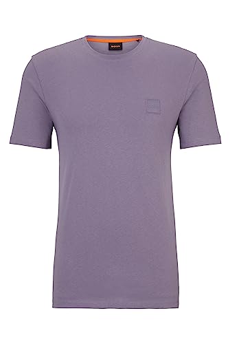 BOSS Herren Tales Relaxed-Fit T-Shirt aus Baumwoll-Jersey mit Logo-Aufnäher Lila M von BOSS