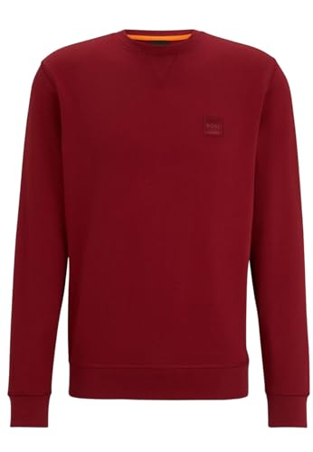 BOSS Herren Westart Relaxed-Fit Sweatshirt aus Baumwolle mit Logo-Aufnäher Rot S von BOSS