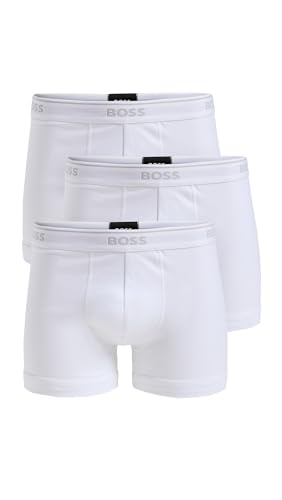 HUGO Herren Boxershorts 3-3-3-3-3-3-3-3-3-3-3-Calzoncillos de Algodón-لا-ل بوا ال-Boxer Shorts aus Baumwolle, 3 Retroshorts, Hellweiß, Large (3er Pack) von BOSS