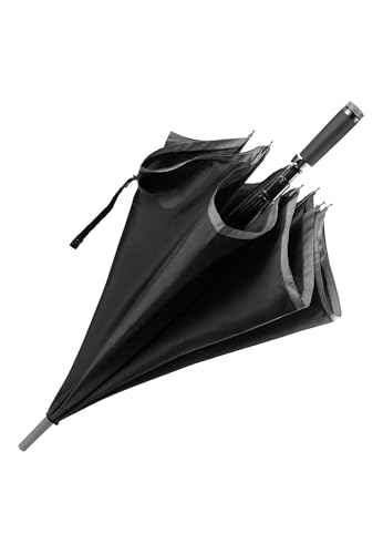 BOSS Hugo Gear Regenschirm Stockschirm aus Polyester in der Farbe Schwarz-Grau, Maße offen: Länge ca. 91 cm, Durchmesser ca. 108 cm, HUN007A von BOSS