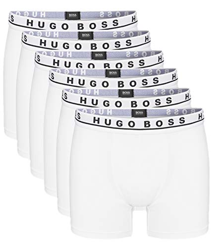 Hugo Boss Herren Boxershorts Unterhosen Boxer Brief 50325404 6er Pack, Weiß (White 100), X-Large von HUGO BOSS