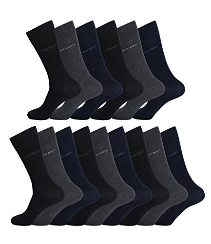 HUGO BOSS Herren Socken Strümpfe Business Allround RS SP 50388453 15 Paar, Farbe:Mehrfarbig, Größe:43-46, Artikel:-962 black/navy/grey_A von HUGO BOSS