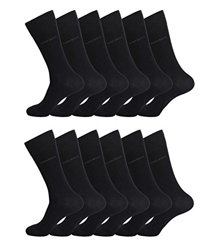 HUGO BOSS Herren Socken Strümpfe Business Allround RS Uni 50272214 12 Paar, Farbe:Schwarz;Sockengröße:47-50;Artikel:-001 black von HUGO BOSS