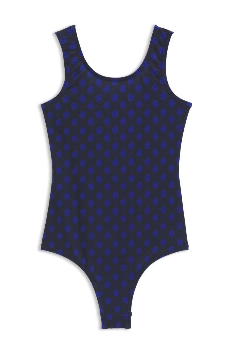 Kids-Badeanzug mit tiefem Rückenausschnitt und Monogramm-Print von BOSS