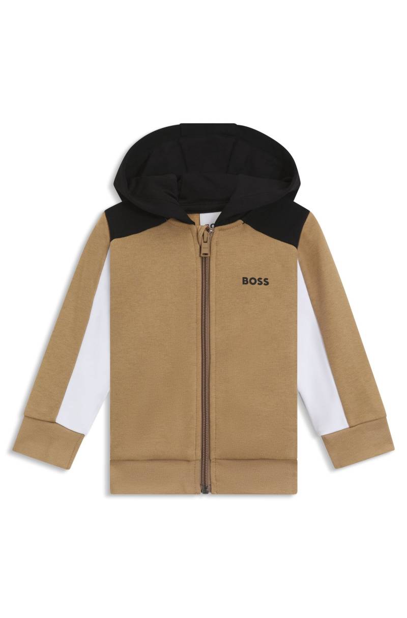 Kids-Fleece-Hoodie aus Baumwoll-Mix im Colour-Block-Design von BOSS