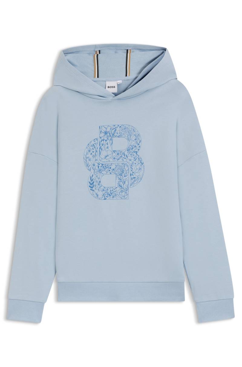 Kids-Hoodie aus Stretch-Baumwolle mit Double-B-Monogramm von BOSS