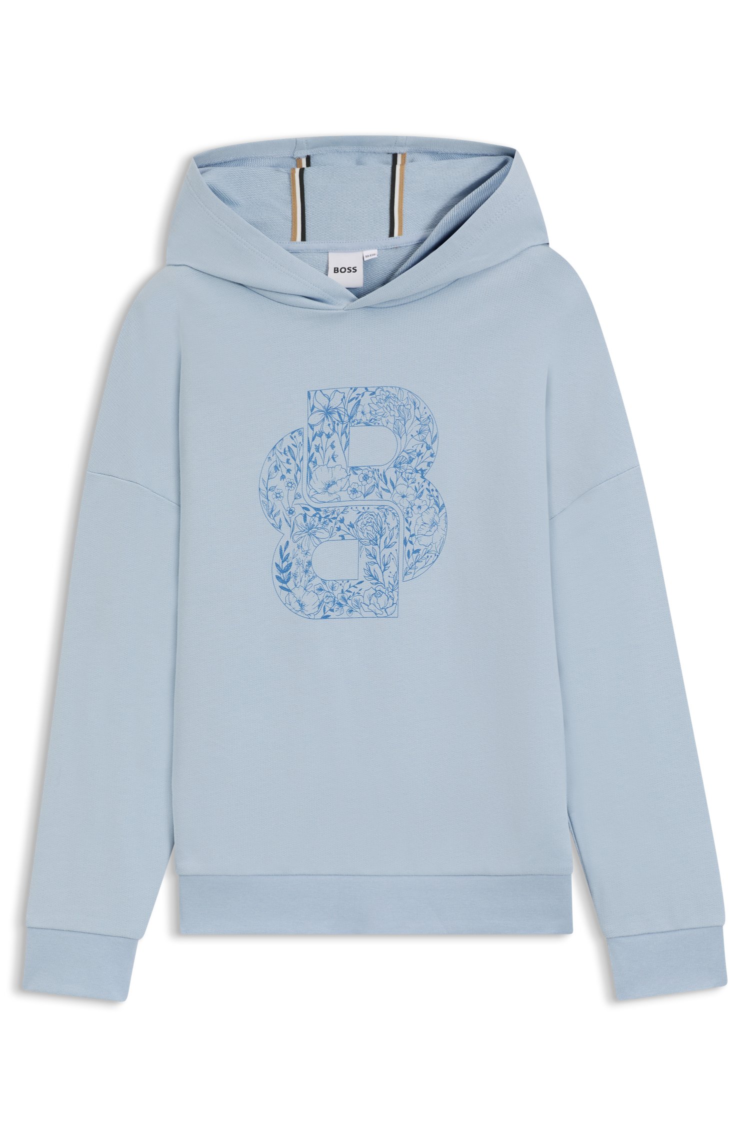Kids-Hoodie aus Stretch-Baumwolle mit Double-B-Monogramm von BOSS
