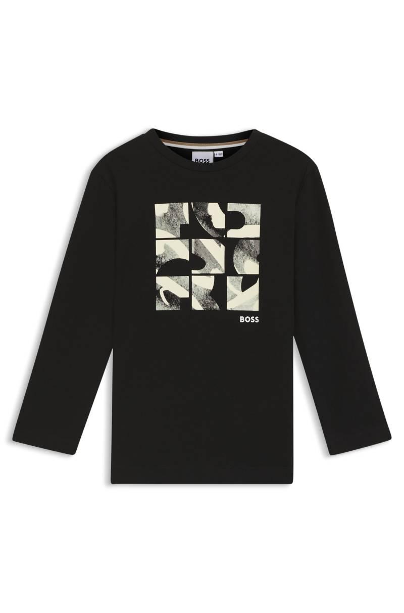 Kids-Longsleeve aus Baumwolle mit Artwork-Print von BOSS