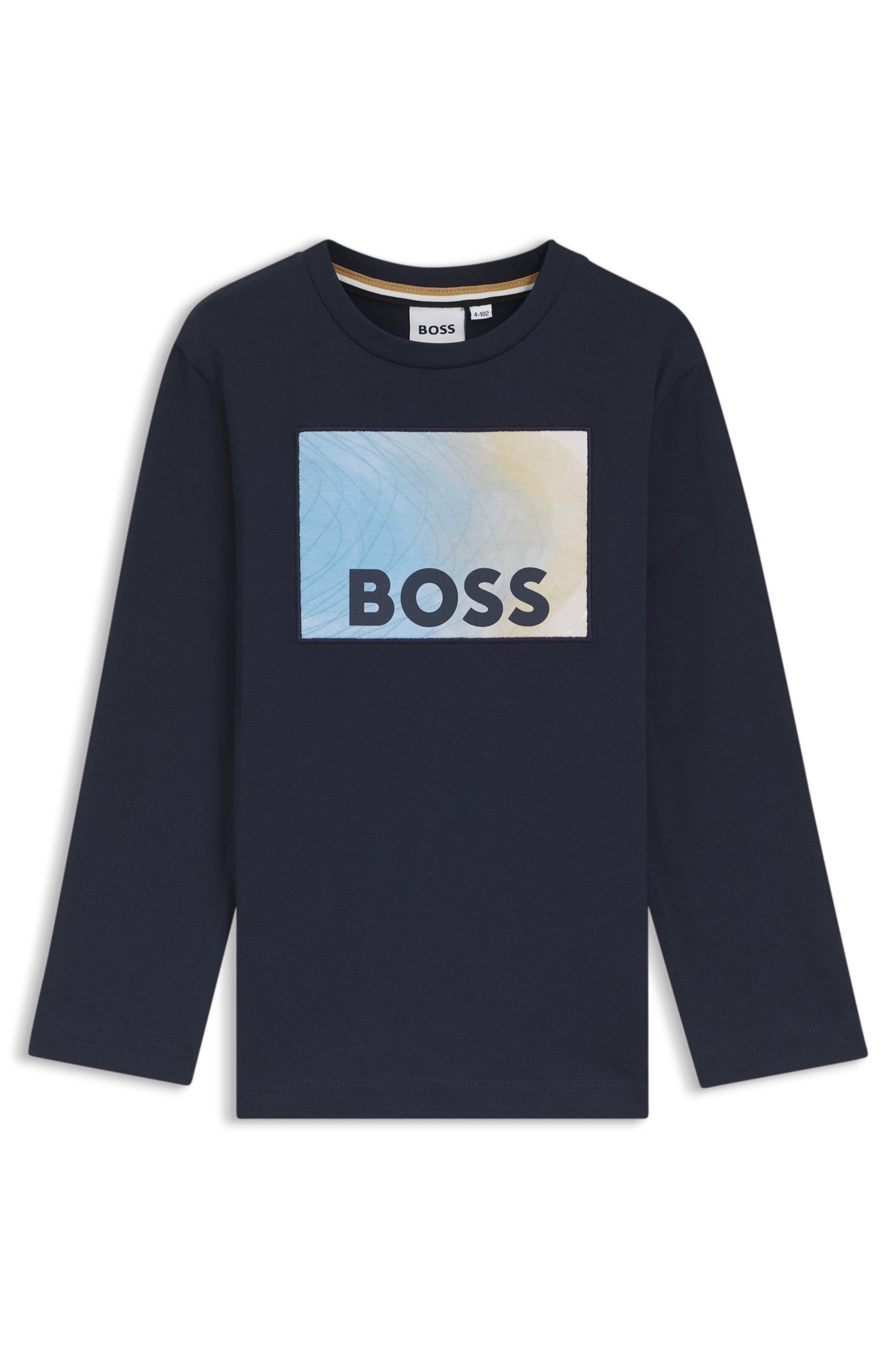 Kids-Longsleeve aus Baumwolle mit Logo-Artwork von BOSS