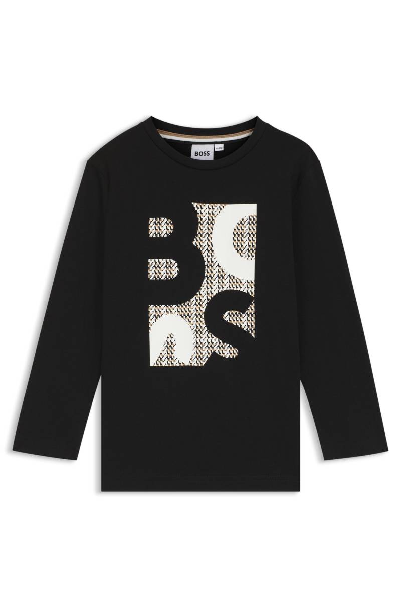 Kids-Longsleeve aus Baumwolle mit Logo-Artwork von BOSS