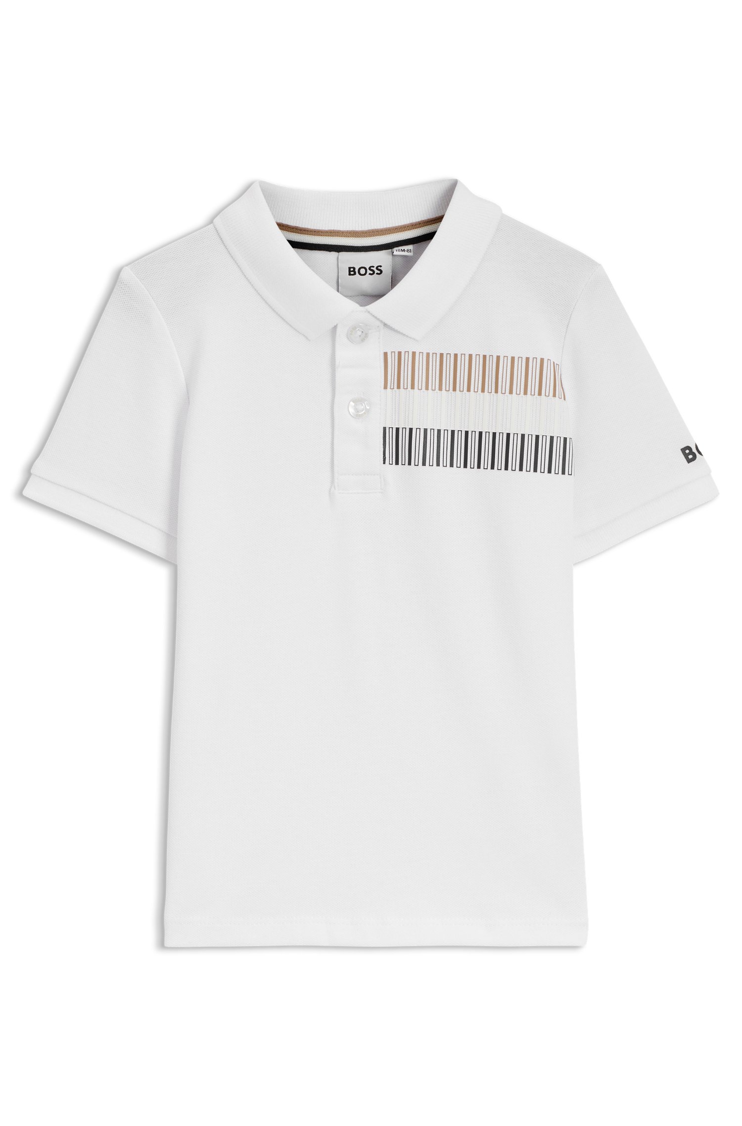 Kids-Poloshirt aus Stretch-Baumwolle mit Signature-Streifen von BOSS