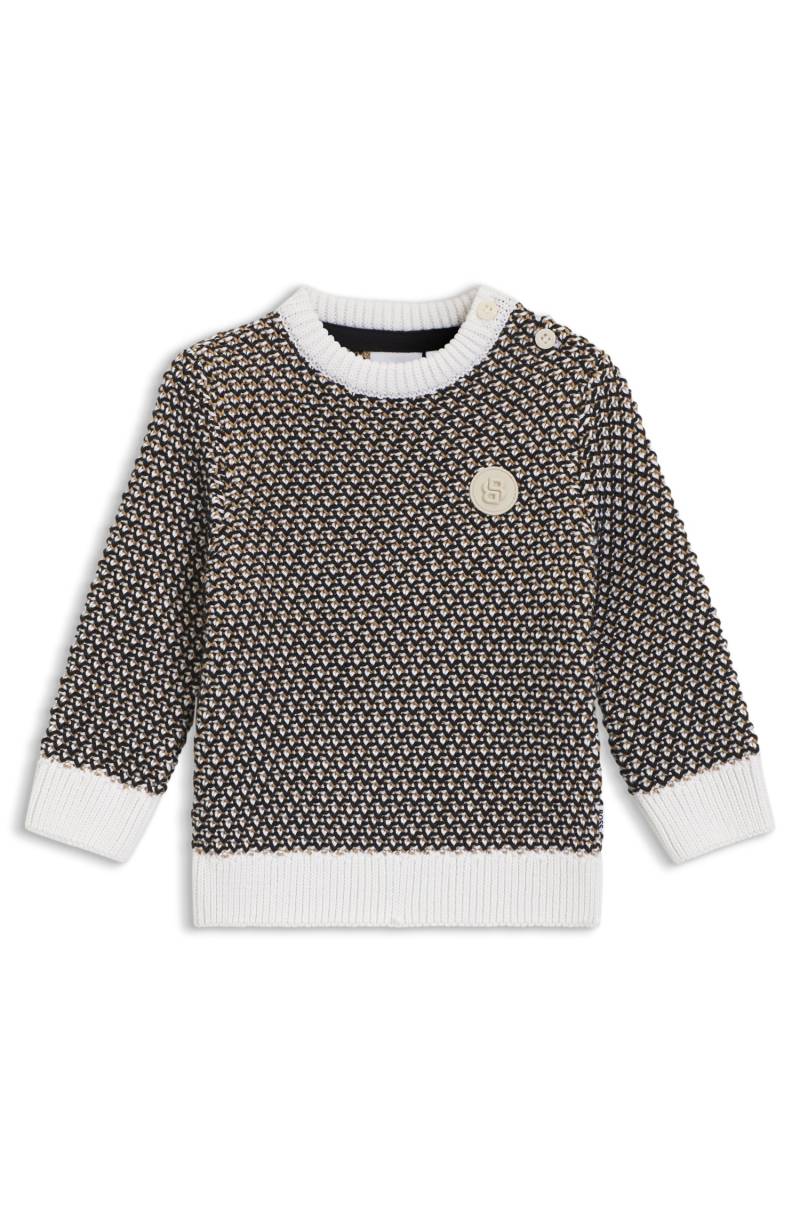 Kids-Pullover aus dreifarbiger Baumwolle mit Double-B-Monogramm von BOSS