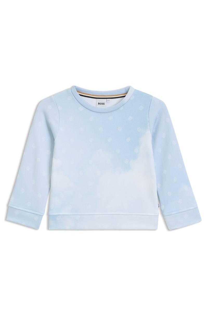 Kids-Sweatshirt aus Fleece mit Wolken und Double-B-Monogrammen von BOSS