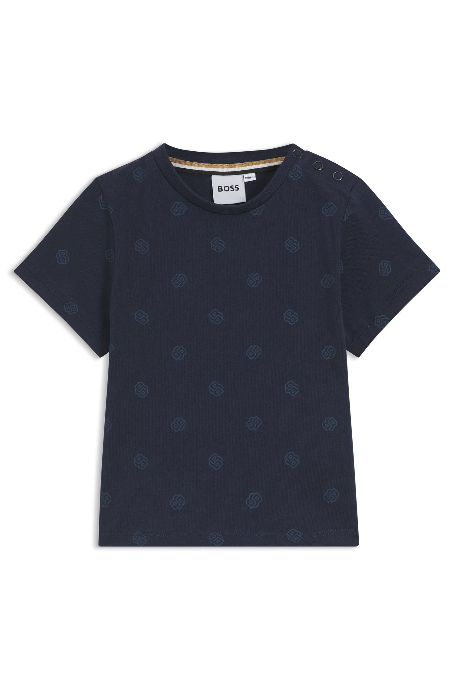 Kids-T-Shirt aus Baumwolle mit durchgehenden Double-B-Monogrammen von BOSS