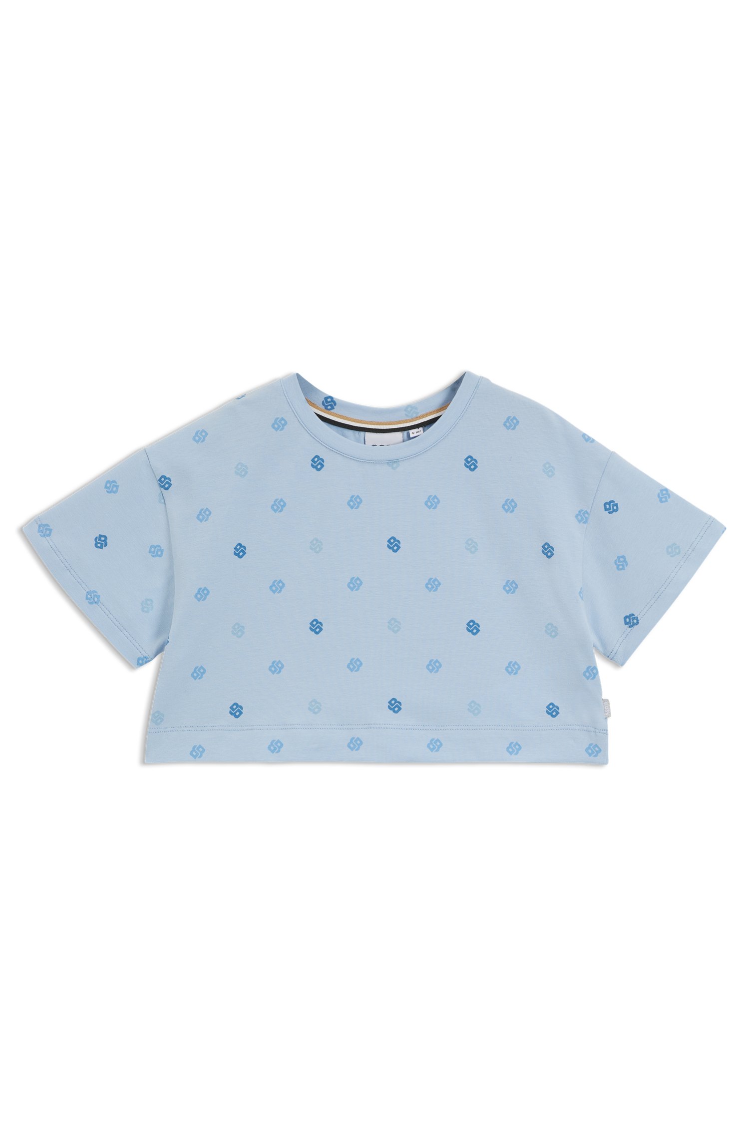 Kids-T-Shirt aus Stretch-Baumwolle mit Double-B-Monogrammen von BOSS