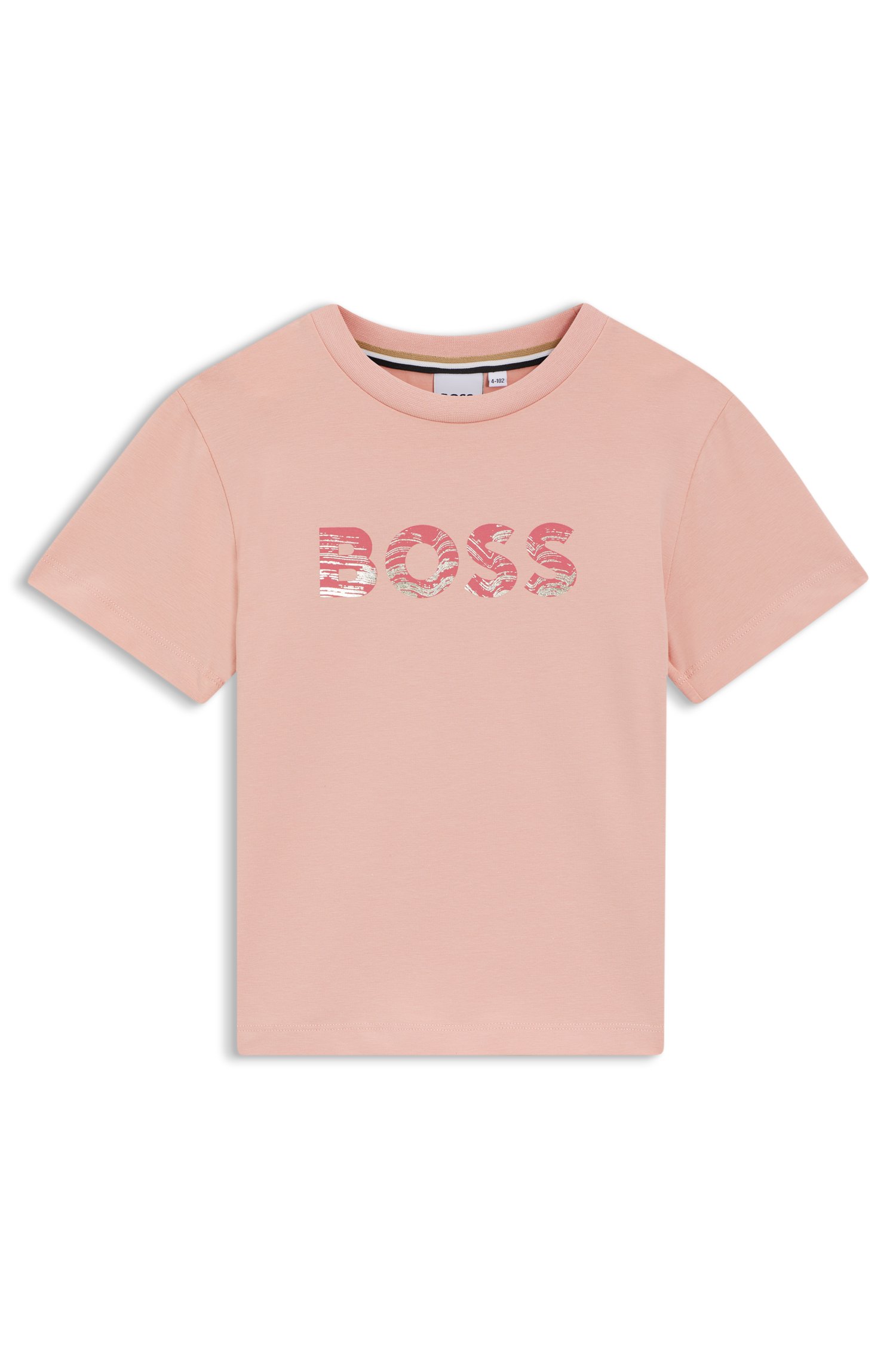 Kids-T-Shirt aus Stretch-Baumwolle mit Logo-Print von BOSS