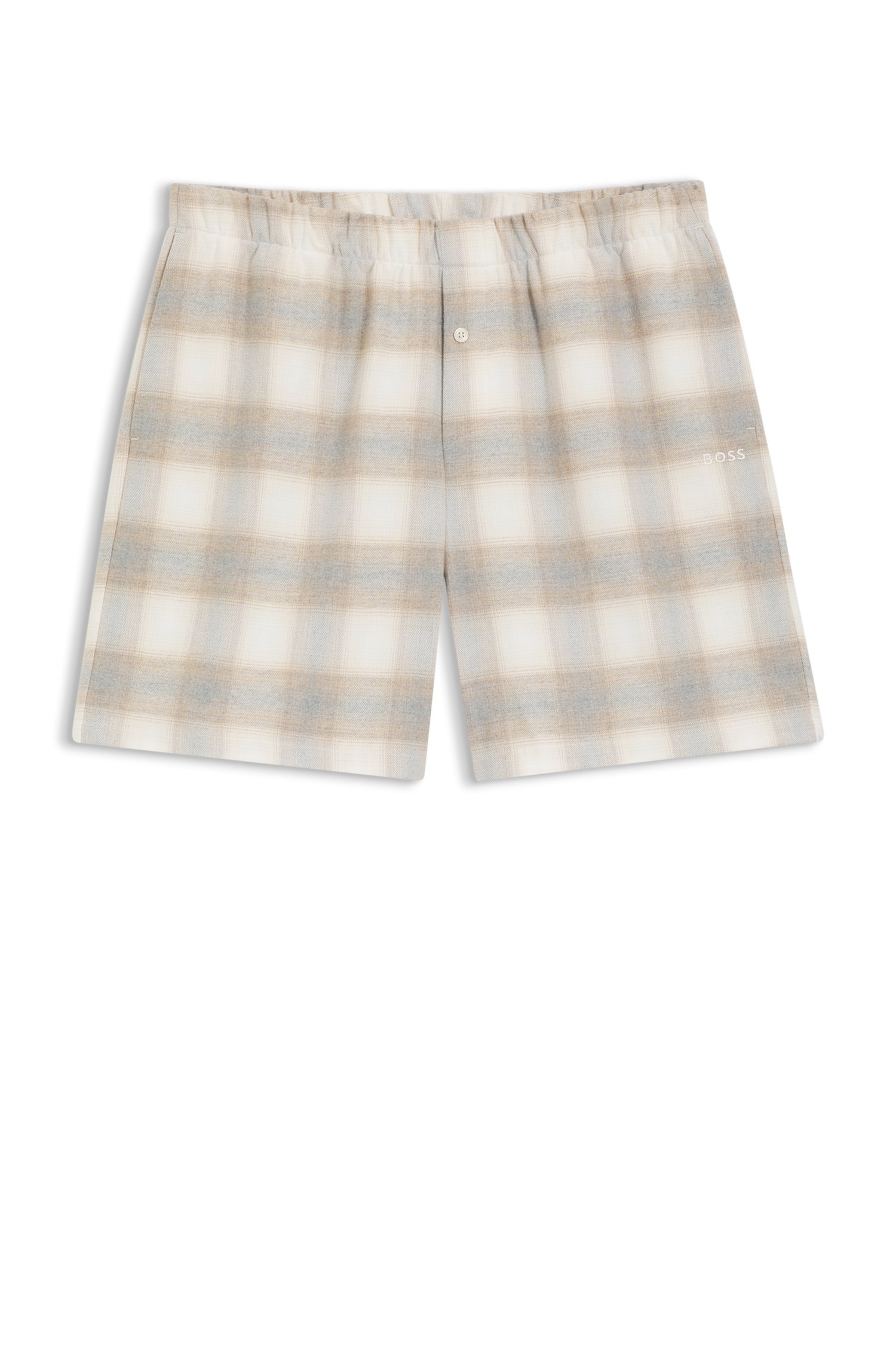 Pyjama-Shorts aus Baumwoll-Flanell mit Vichy-Karo von BOSS