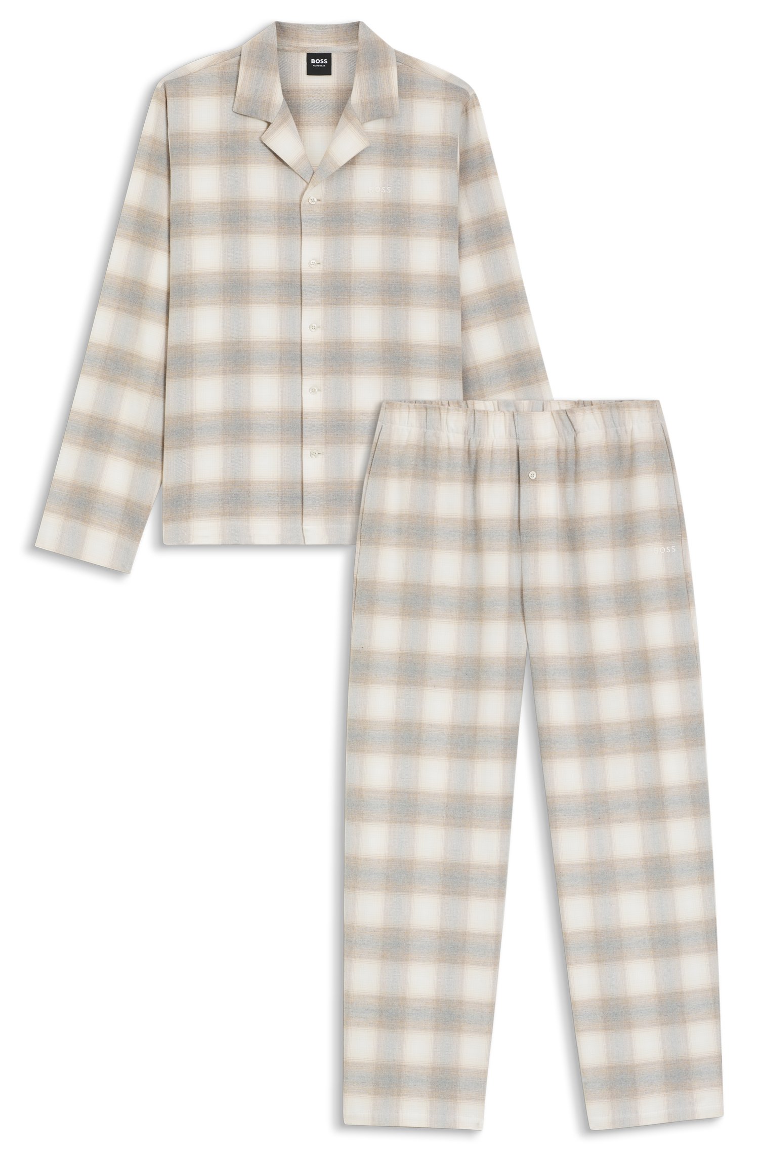 Pyjama aus Baumwoll-Flanell mit Vichy-Karo von BOSS