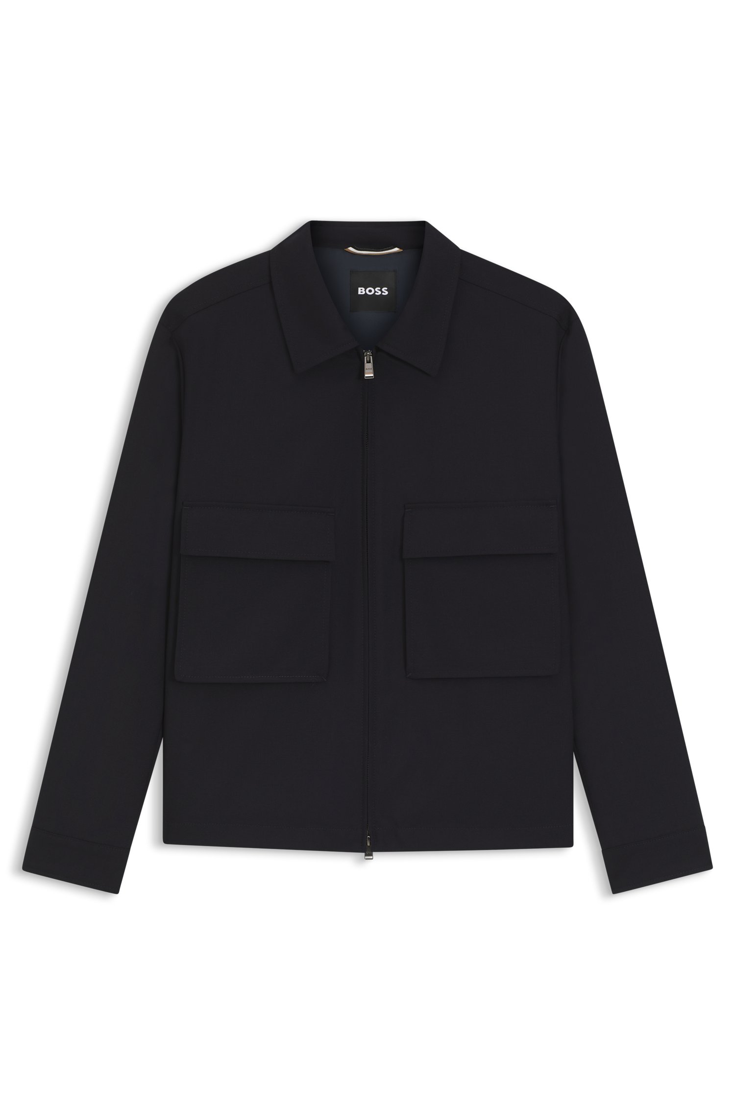 Relaxed-Fit Overshirt aus melierter Schurwolle mit Reißverschluss von BOSS