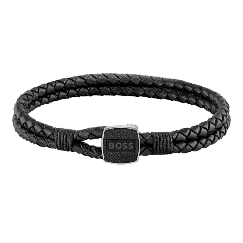 BOSS Jewelry Lederarmband für Herren Kollektion SEAL Schwarz - 1580047S von BOSS