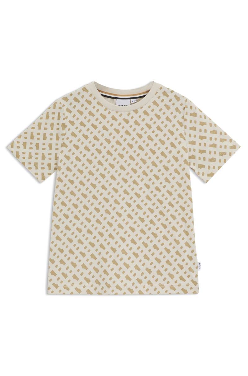 Slim-Fit Kids-T-Shirt aus Baumwolle mit Monogramm-Print von BOSS