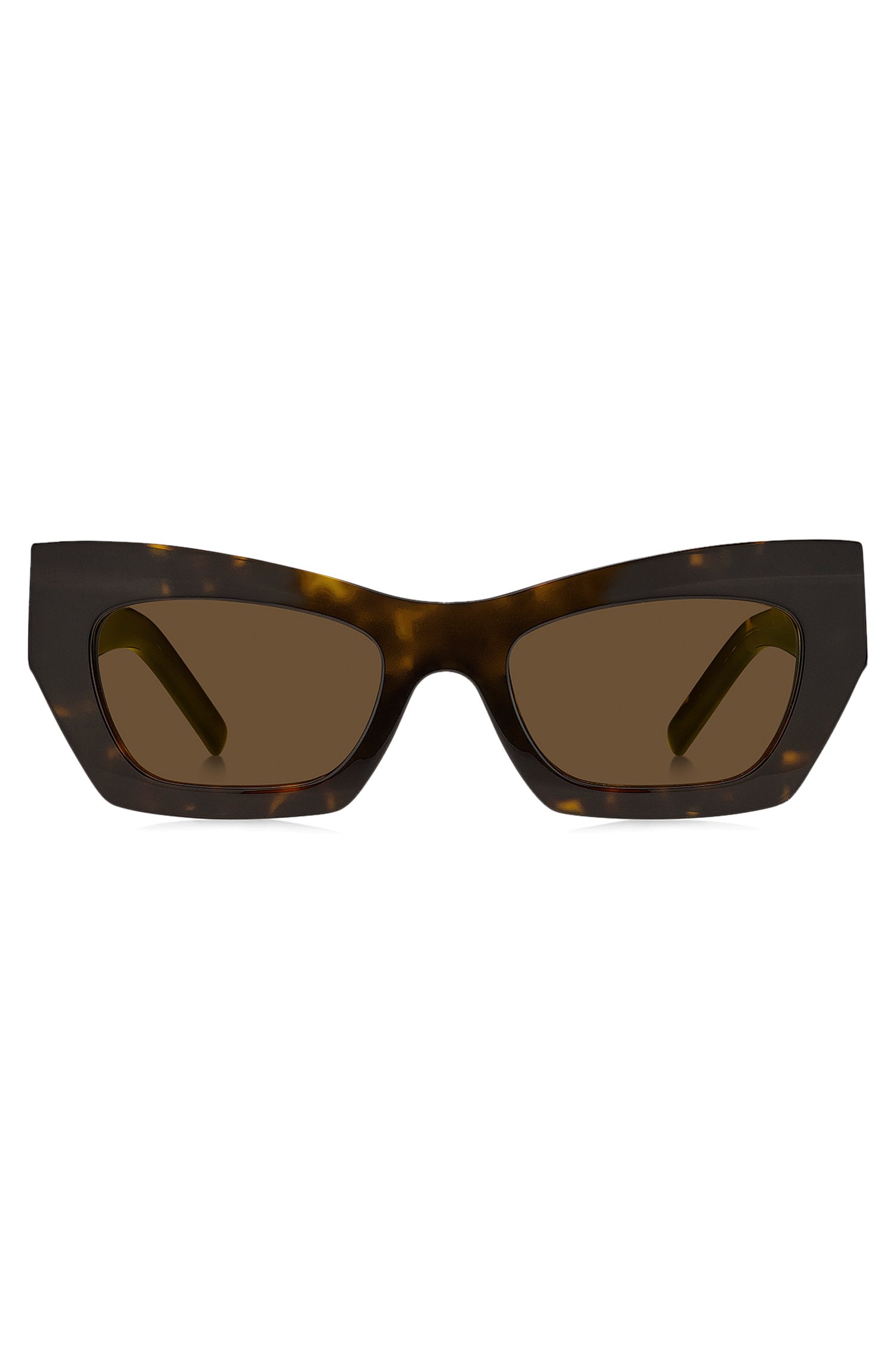 Sonnenbrille aus Acetat mit Havanna-Muster und charakteristischen Metalldetails von BOSS