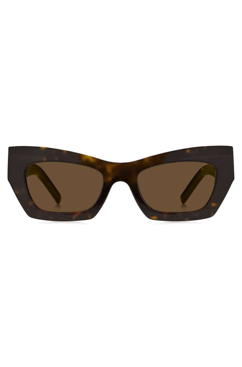 Sonnenbrille aus Acetat mit Havanna-Muster und charakteristischen Metalldetails von BOSS