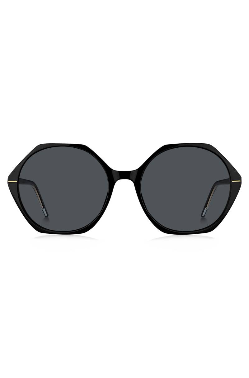 Sonnenbrille aus schwarzem Acetat mit eckiger Fassung von BOSS