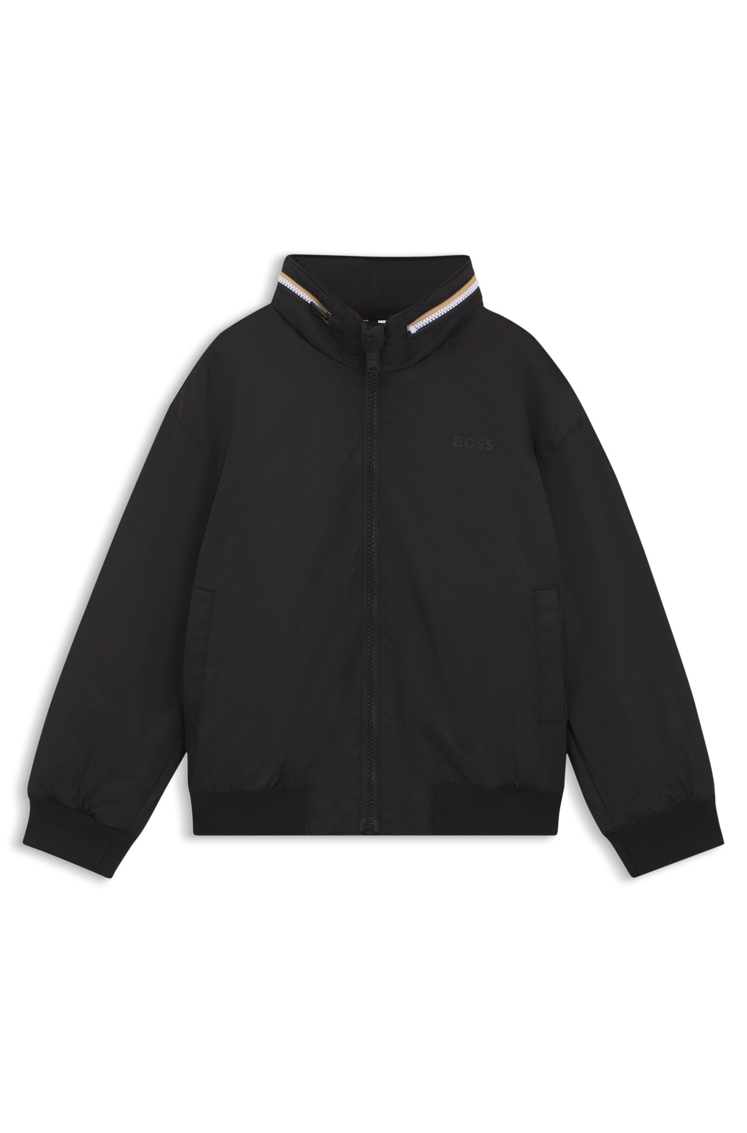 Wattierte Kids-Jacke mit verstaubarer Kapuze von BOSS