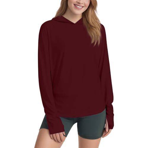 BOSSETY Damen UPF 50 UV Schutz Langarmshirt, Kapuzenpullover UV Schutz Leichte Schnell Trocknende Rashguards Draussen Sport Top, Wanderhemd von BOSSETY