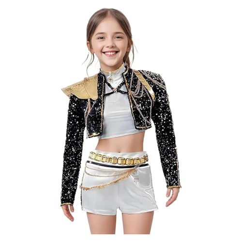 BOSSETY K pop Demon Hunters Kostüm Kinder, Rumi Mira Zoey Huntrix Cosplay Rollenspiel Uniform Komplettes Set Halloween Party Karneval Outfits für Mädchen im Alter von 3-16 Jahren von BOSSETY