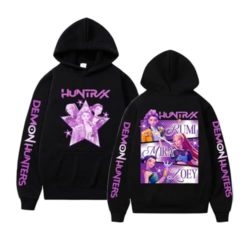 BOSSETY K pop Demon Hunters Merch Hoodie, Unisex Damen Herren Erwachsener Hip Hop Y2k Streetwear, Huntrix Langarm Pullover Sweatshirt für Halloween Karneval Party von BOSSETY