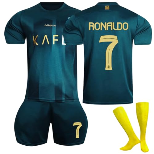 BOSSETY Trikot für Kinder und Erwachsene Al NASSR FC No.7 Fußball Trikot Heim/Auswärtstrikot Fussball Trikots Football Jersey Fußballtrikot Kinder, Shorts, Socken Fussball Set für Junge Herren Anzug von BOSSETY