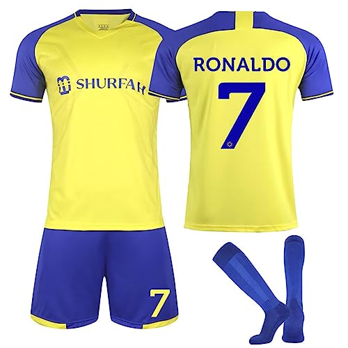 BOSSETY Trikot für Kinder und Erwachsene No.7 Fußball Trikot Heim/Auswärtstrikot Fussball Trikots Football Jersey Nr.7 Fußballtrikot Kinder, Shorts, Socken Fussball Set für Junge Herren Anzug von BOSSETY