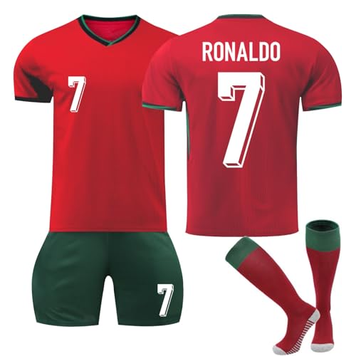BOSSETY Trikot für Kinder und Erwachsene No.7 Fußball Trikot Heim/Auswärtstrikot Fussball Trikots Football Jersey Nr.7 Fußballtrikot Kinder, Shorts, Socken Fussball Set für Junge Herren Anzug von BOSSETY