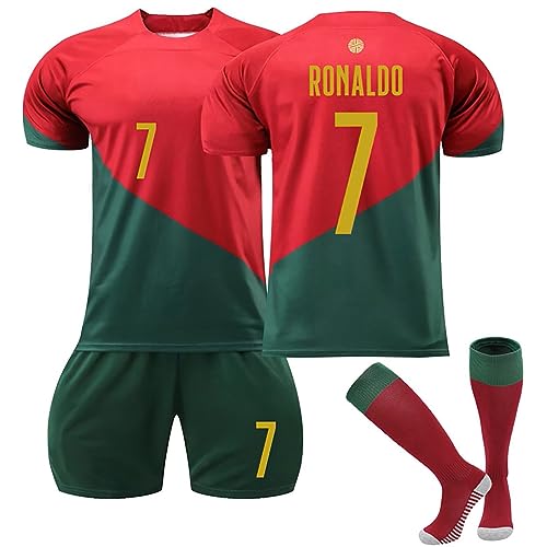 BOSSETY Trikot für Kinder und Erwachsene No.7 Fußball Trikot Heim/Auswärtstrikot Nr.7 Fussball Trikots Football 3-in-1 Jersey Fußballtrikot Kinder, Shorts, Socken Fussball Set für Junge Herren Anzug von BOSSETY