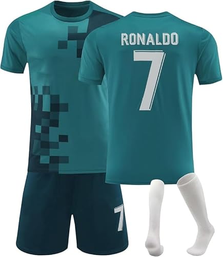 BOSSETY Trikot für Kinder und Erwachsene No.7 Fußball Trikot Heim/Auswärtstrikot Nr.7 Fussball Trikots Football Jersey 3-in-1 Fußballtrikot Kinder, Shorts, Socken Fussball Set für Junge Herren Anzug von BOSSETY