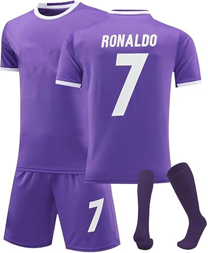 BOSSETY Trikot für Kinder und Erwachsene No.7 Fußball Trikot Heim/Auswärtstrikot Nr.7 Fussball Trikots Football Jersey 3-in-1 Fußballtrikot Kinder, Shorts, Socken Fussball Set für Junge Herren Anzug von BOSSETY