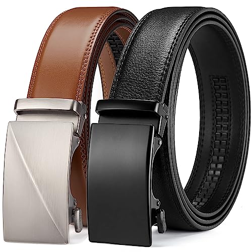 BOSTANTEN 2 Stück Gürtel Herren Ledergürtel Herren Leder Gürtel mit Automatik Schnalle Jeans Belt Sets von BOSTANTEN