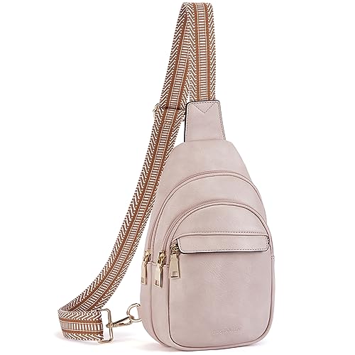 BOSTANTEN Brusttasche Damen Schulterrucksack Sling Bags Klein Umhängetasche Crossbody Bag PU Leder Bauchtasche Stylisch,Rosa von BOSTANTEN