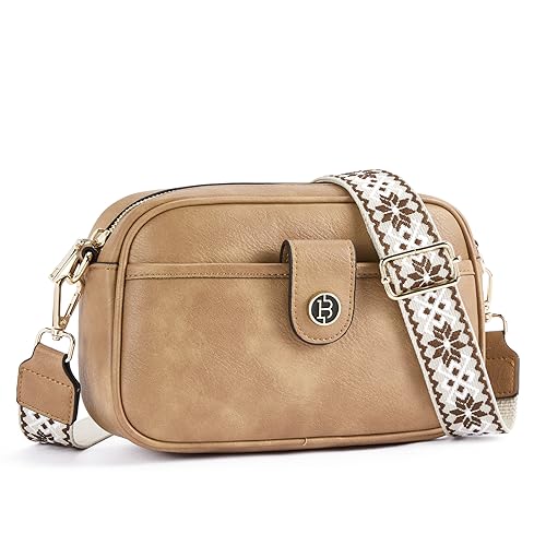 BOSTANTEN Damen Crossbody Bag mit verstellbarem Farbigem Riemen, Damen Umhängetasche aus PU Leder, Damen Handtasche Kleine Schultertasche für Frauen von BOSTANTEN