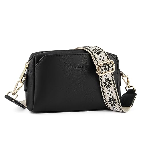 BOSTANTEN Damen Crossbody Bag mit verstellbarem Farbigem Riemen, Damen Umhängetasche aus PU Leder, Schultertasche für Frauen von BOSTANTEN