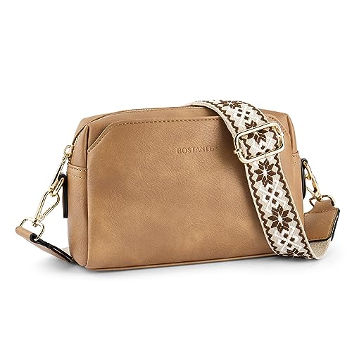 BOSTANTEN Damen Crossbody Bag mit verstellbarem Farbigem Riemen, Damen Umhängetasche aus PU Leder, Schultertasche für Frauen von BOSTANTEN