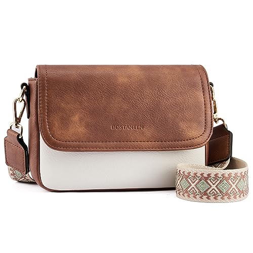 BOSTANTEN Damen Crossbody Bag mit verstellbarem Farbigem Riemen, Damen Umhängetasche aus PU Leder, Schultertasche für Frauen von BOSTANTEN