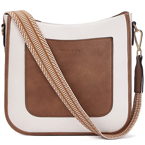 BOSTANTEN umhängetasche damen mittelgroß Handtaschen damen-schultertaschen aus PU Leder shopper tasche für Frauen Hobo Crossbody Bags mit verstellbarem Farbigem Riemen Beige Braun von BOSTANTEN
