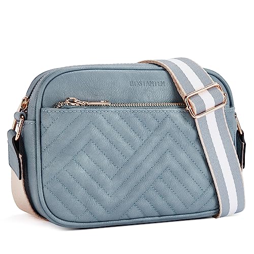 BOSTANTEN Damen Handy Umhängetasche, Crossbody Bag mit verstellbarem Breiter Gurt, PU Leder Gesteppte Umhängetasche für Damen von BOSTANTEN